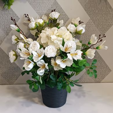 Квіткова композиція для кладовищаTgdecor біла велика 107 ручної роботи