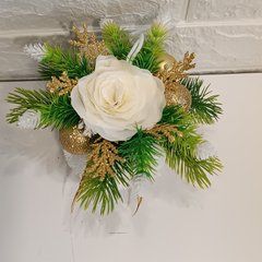 Новогодний шар TGdecor бело-золотой 91 ручной работы