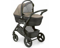 Коляска универсальная 3 в 1 CAM Dinamico Up Smart на черной раме, цвет бежевый с серым
