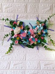Картина из искусственных цветов TGdecor розово-голубая 30 ручной работы